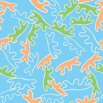 Vector seamless texture background pattern. Hand drawn, blue, orange, green,  Stock Illustration