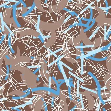 Vector seamless texture background pattern. Hand drawn, brown, blue, white co Stock Illustration