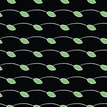 Vector seamless texture background pattern. Hand drawn, black, green, white c Stock Illustration