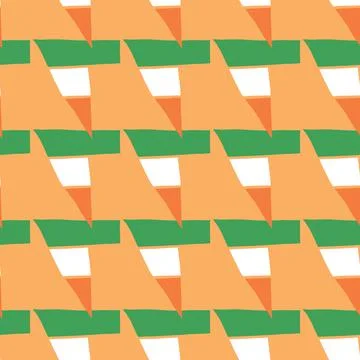 Vector seamless texture background pattern. Hand drawn, orange, green, white  Stock Illustration