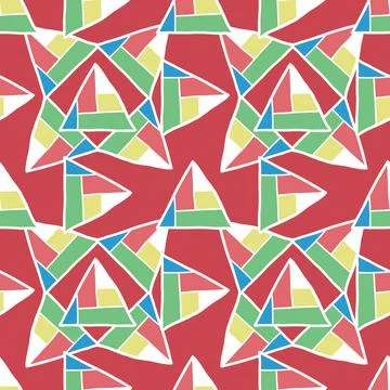 Vector seamless texture background pattern. Hand drawn, red, yellow, green, b Stock Illustration