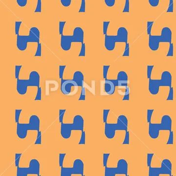 Vector seamless texture background pattern. Hand drawn, orange, blue colors. Stock Illustration