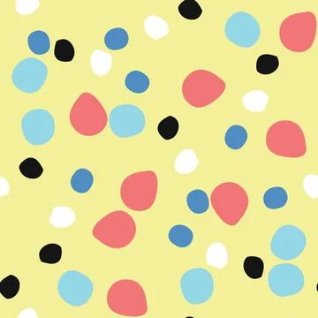 Vector seamless texture background pattern. Hand drawn, yellow, red, blue, bl Stock Illustration