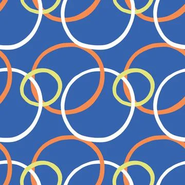 Vector seamless texture background pattern. Hand drawn, blue, orange, yellow, Stock Illustration