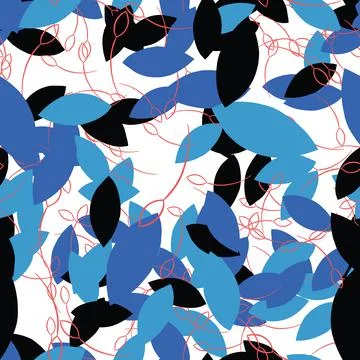 Vector seamless texture background pattern. Hand drawn, blue, red, black, whi Stock Illustration