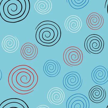 Vector seamless texture background pattern. Hand drawn, blue, red, black, whi Illustrazione stock