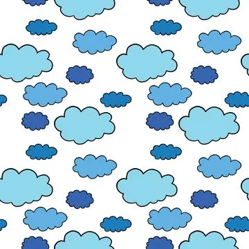 Vector seamless texture background pattern. Hand drawn, blue, black, white co Stock Illustration