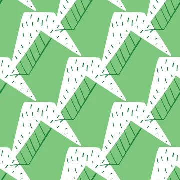 Vector seamless texture background pattern. Hand drawn, green, white colors. Stock Illustration
