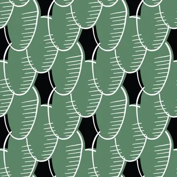 Vector seamless texture background pattern. Hand drawn, green, black, white c Stock Illustration