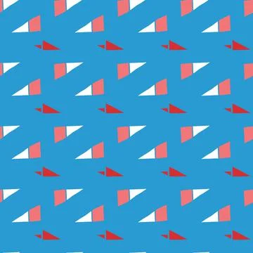 Vector seamless texture background pattern. Hand drawn, blue, red, white colo Stock Illustration