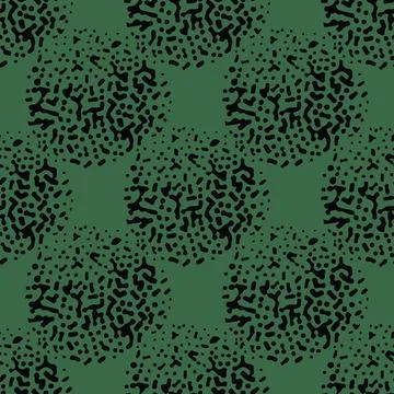 Vector seamless texture background pattern. Hand drawn, green, black colors. Stock Illustration