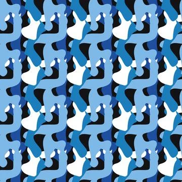 Vector seamless texture background pattern. Hand drawn, blue, black, white co Stock Illustration