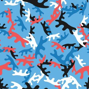 Vector seamless texture background pattern. Hand drawn, blue, red, white, bla Stock Illustration