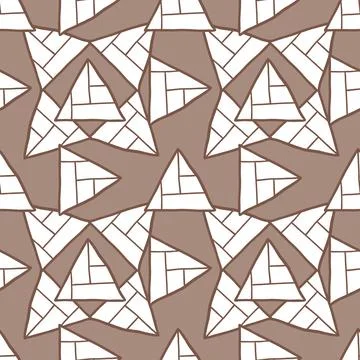 Vector seamless texture background pattern. Hand drawn, brown, white colors. Stock Illustration