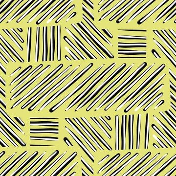 Vector seamless texture background pattern. Hand drawn, yellow, black, white  Stock Illustration