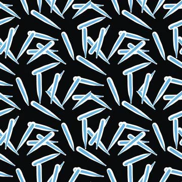 Vector seamless texture background pattern. Hand drawn, black, blue, white co Stock Illustration