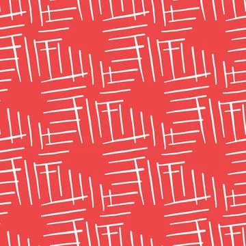 Vector seamless texture background pattern. Hand drawn, red, white colors. Stock Illustration
