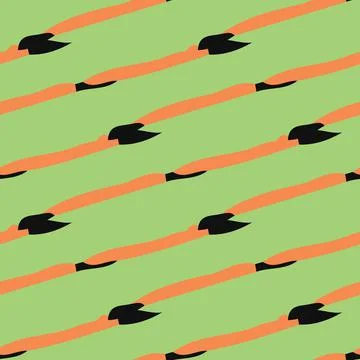 Vector seamless texture background pattern. Hand drawn, green, orange, black  Illustrazione stock