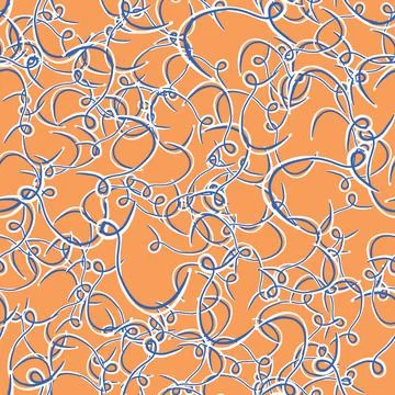 Vector seamless texture background pattern. Hand drawn, orange, blue, white c Illustrazione stock