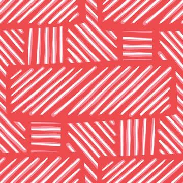 Vector seamless texture background pattern. Hand drawn, red, white colors. Stock Illustration