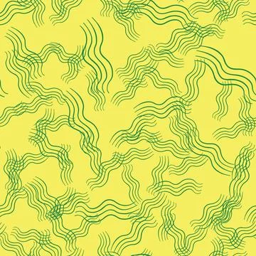 Vector seamless texture background pattern. Hand drawn, yellow, green colors. Stock Illustration