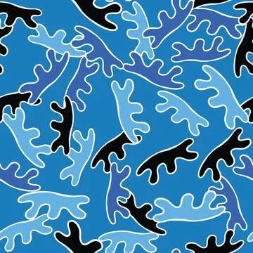 Vector seamless texture background pattern. Hand drawn, blue, black, white co Stock Illustration