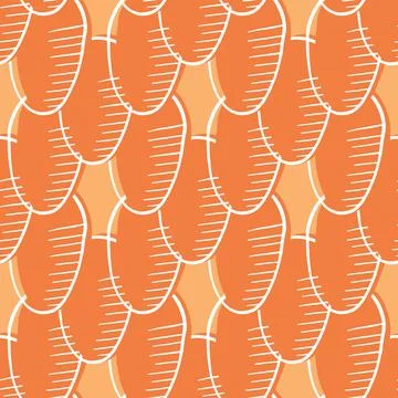 Vector seamless texture background pattern. Hand drawn, orange, white colors. Stock Illustration