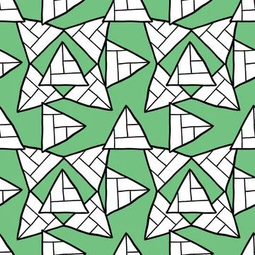 Vector seamless texture background pattern. Hand drawn, green, white, black c Stock Illustration