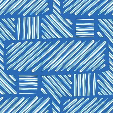 Vector seamless texture background pattern. Hand drawn, blue, white colors. Stock Illustration