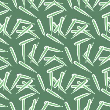 Vector seamless texture background pattern. Hand drawn, green, white colors. Stock Illustration