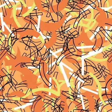 Vector seamless texture background pattern. Hand drawn, orange, yellow, black Stock Illustration