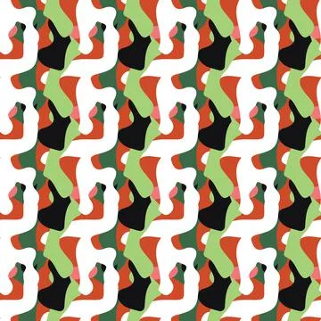 Vector seamless texture background pattern. Hand drawn, green, red, black, wh Stock Illustration