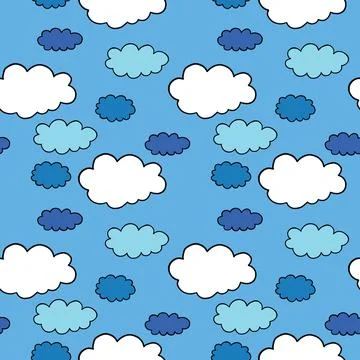 Vector seamless texture background pattern. Hand drawn, blue, black, white co Stock Illustration