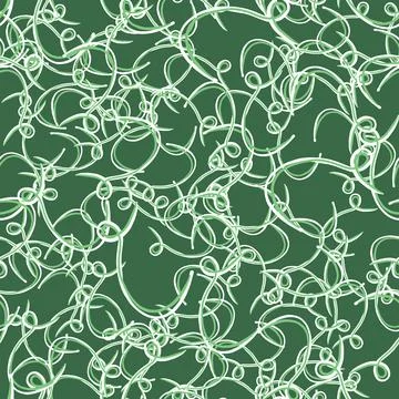 Vector seamless texture background pattern. Hand drawn, green, white colors. Illustrazione stock