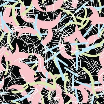 Vector seamless texture background pattern. Hand drawn, pink, green, blue, bl Stock Illustration