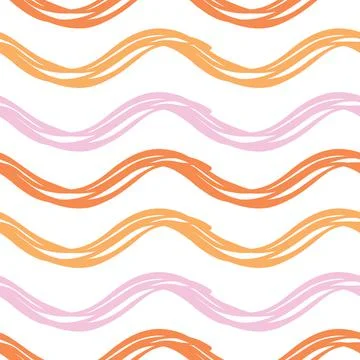 Vector seamless texture background pattern. Hand drawn, orange, pink, white c Stock Illustration