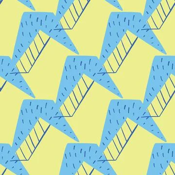 Vector seamless texture background pattern. Hand drawn, yellow, blue colors. Stock Illustration