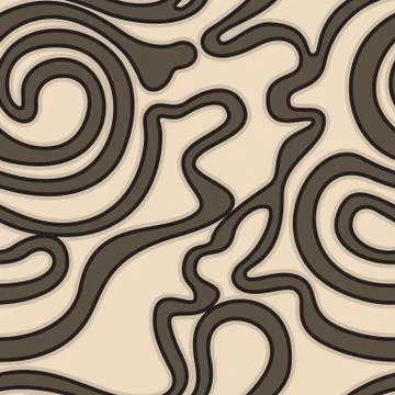 Vector seamless texture of beige color from smooth streamlined shapes on a brown Illustration