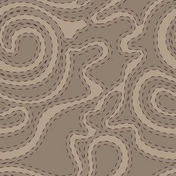 Vector seamless texture in beige color from smooth streamlined shapes stitched Illustrazione stock