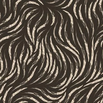 Vector seamless texture of beige color from smooth torn lines isolated on brown Stock-Illustration