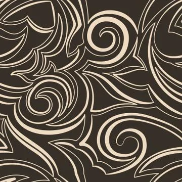 Vector seamless texture of beige lines with different thickness on a brown ba Stock Illustration