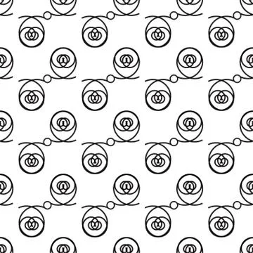 Vector seamless texture. Black blossom contour on a white background Illustrazione stock
