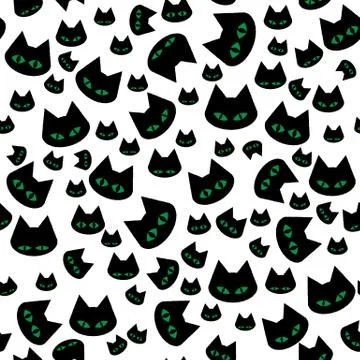 Vector seamless texture with black cats Stock Illustration