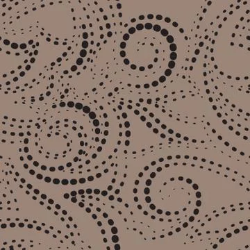 Vector seamless texture of black ovals in the form of a dotted line on a beig Stock Illustration
