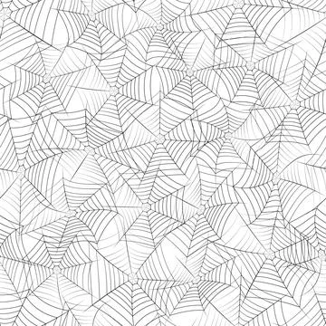 Vector seamless texture with black spider web on a white background. Stockillustratie