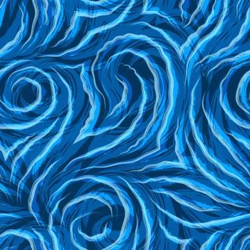 Vector seamless texture on a blue background with wavy watercolor lines. Pattern Illustrazione stock