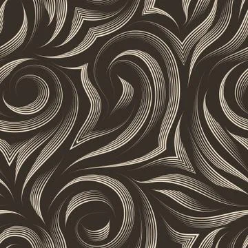 Vector seamless texture on a brown background with beige lines of the handle Stock Illustration