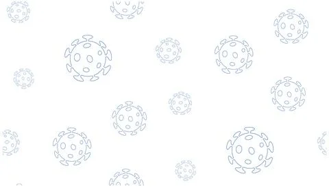 Vector seamless texture with coronaviruses. Pattern Covid-19 viruses, line-art Stock Illustration