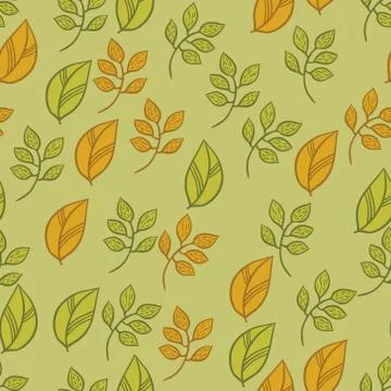 Vector seamless texture with fall hand drawn leaves Stock Illustration
