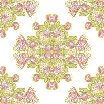 Vector Seamless texture with flowers.Decorative seamless pattern Stock Illustration